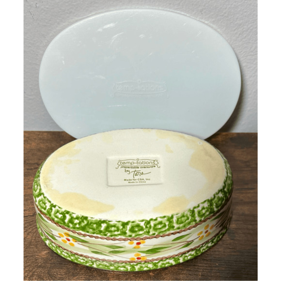 QVC Temp-tations by Tara Old World Green Oval Baker (7”) w/ lid - Picture 8 of 11